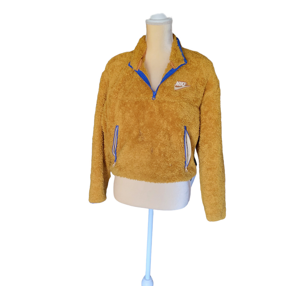 Nike Teddy Bear Sherpa Cropped Pullover Jacket Size L - Picture 2 of 9